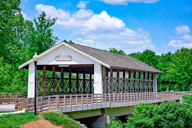 A covered bridge in Millbridge Ranches - The Ridge in Waxhaw, North Carolina