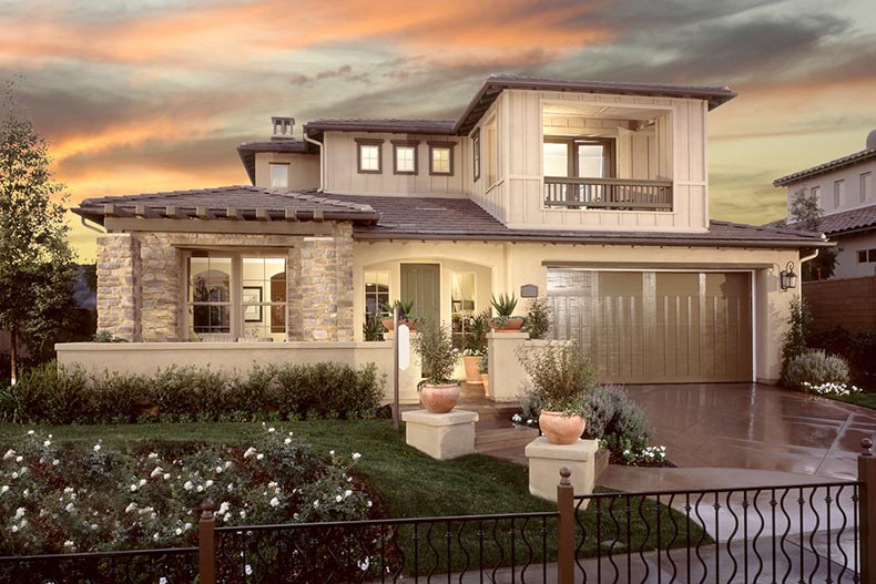 Exterior view of a luxurious new construction home