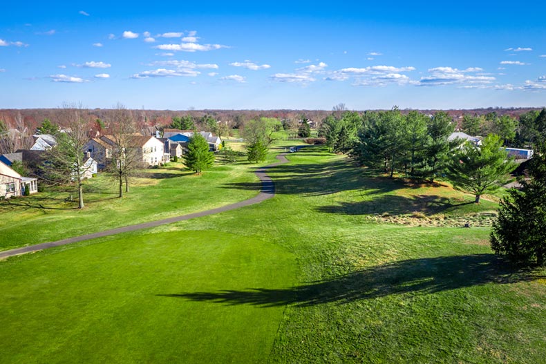 Aerial view of a golf course in Monroe, New Jersey