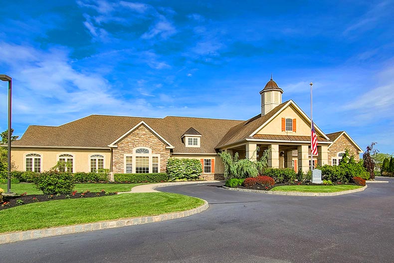 Exterior view of a community building at Montebello in Berlin, New Jersey