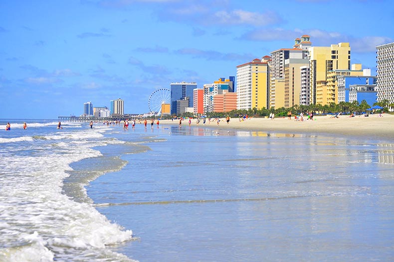 Atlantic coastline in Myrtle Beach, South Carolina