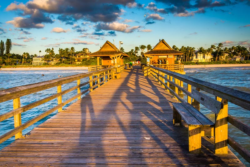 Evening light on the fishing pier in Naples, Florida.