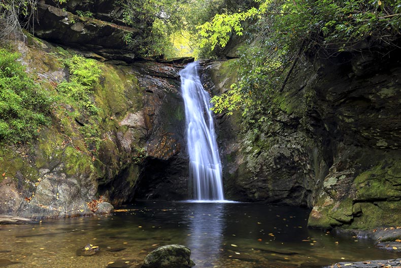 Time lapse photo of Courthouse Falls at Pisgah National Forest in North Carolina