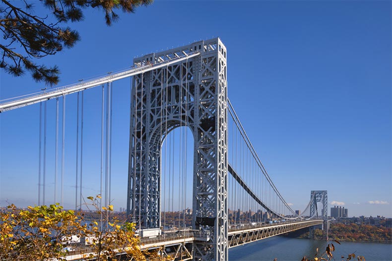 A view of the George Washington Bridge from Fort Lee Historic Park in Fort Lee, New Jersey