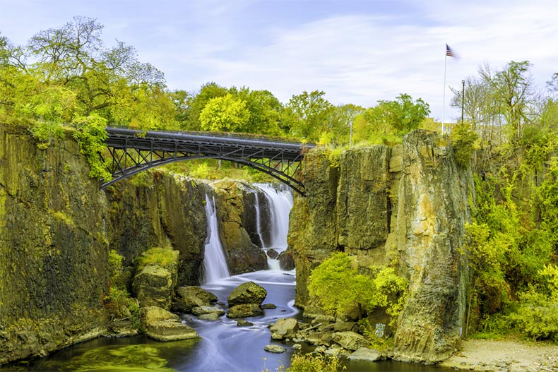 A bridge over Paterson Great Falls in New Jersey