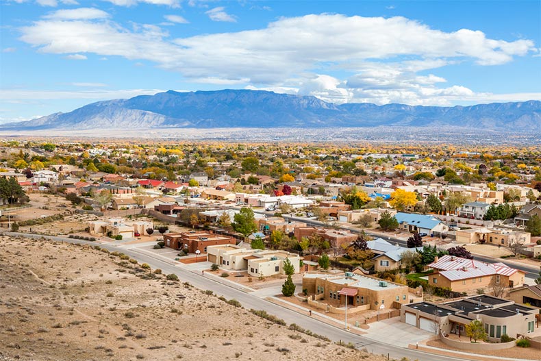 Aerial view of residential suburbs in Albuquerque, New Mexico