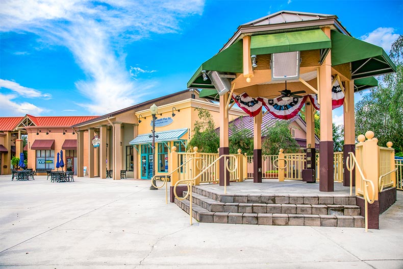 A gazebo in the town square at On Top of the World in Ocala, Florida