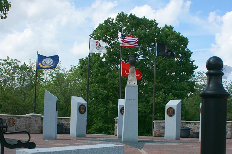 The Veterans Memorial Plaza in Oswego, Illinois