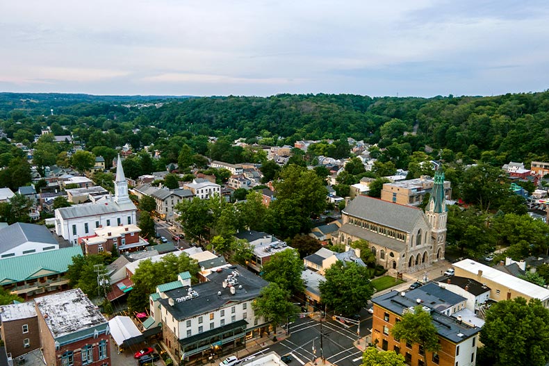 Aerial view of New Hope, Pennsylvania