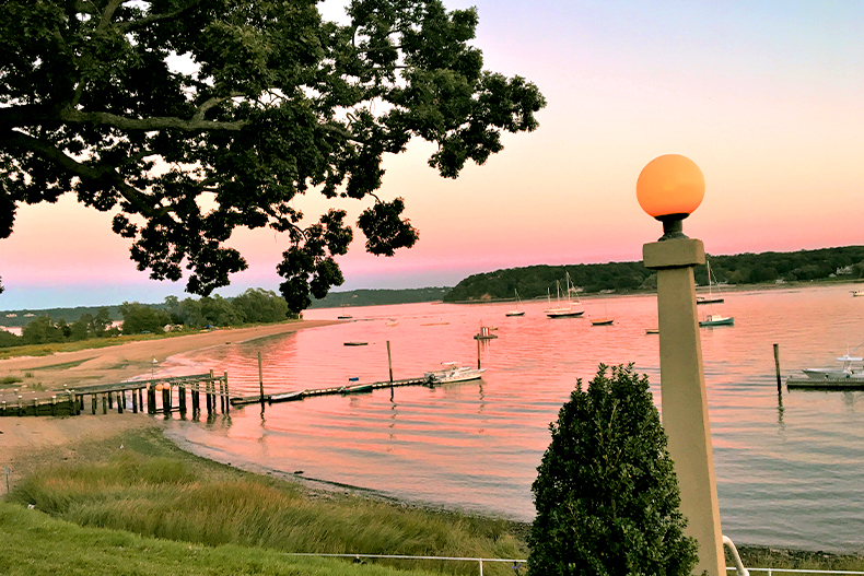 View of Oyster Bay from the shore, located in Long Island, New York