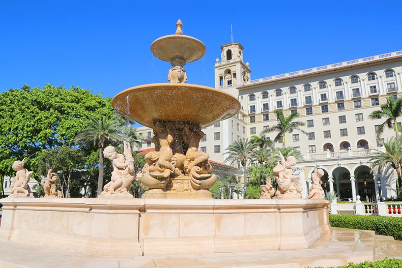 The Main Fountain at The Breakers Palm Beach in Palm Beach, Florida