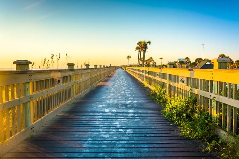 A boardwalk at the beach in Palm Coast, Florida