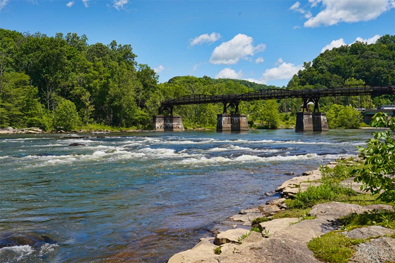River and bridge in Ohiopyle State Park in Pennsylvania