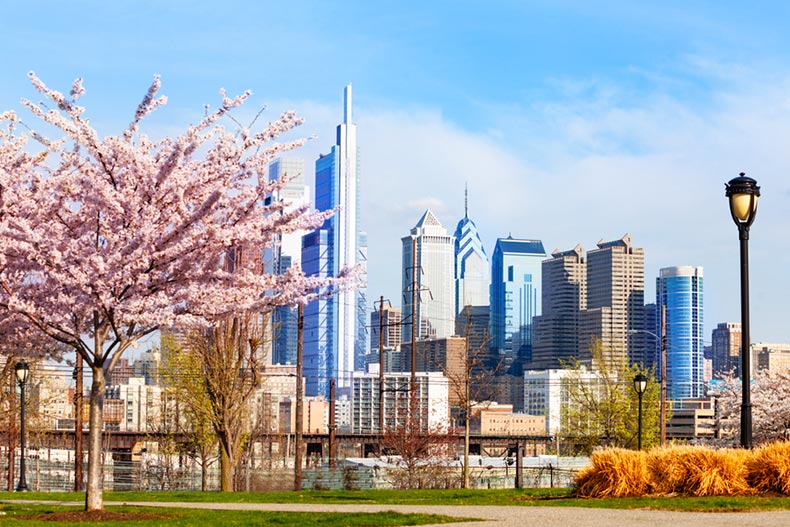 View of Center City in Philadelphia during the spring