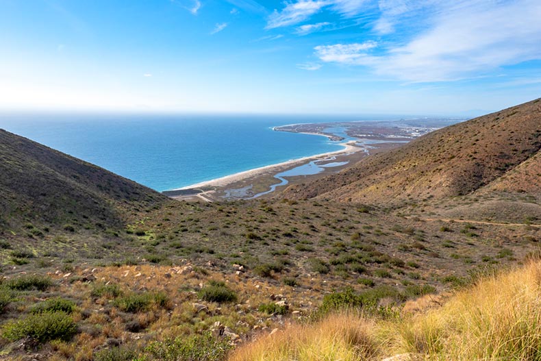 The coastline surrounding Port Hueneme Naval Base in Ventura County, California