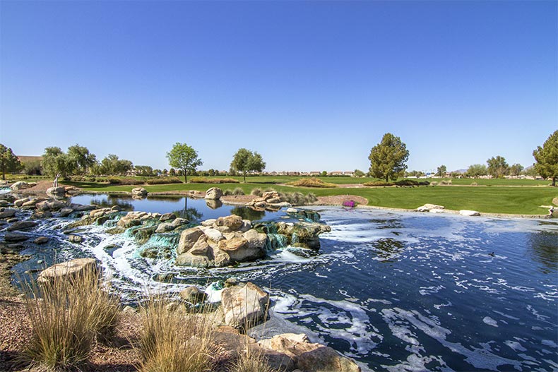 A picturesque stream running beside the golf course at Province in Maricopa, Arizona