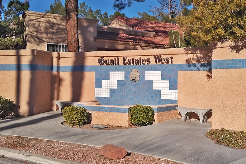 The community sign for Quail Estates West in Las Vegas, Nevada