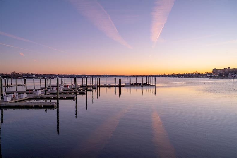 A dock on the Navasink River in Red Bank, New Jersey