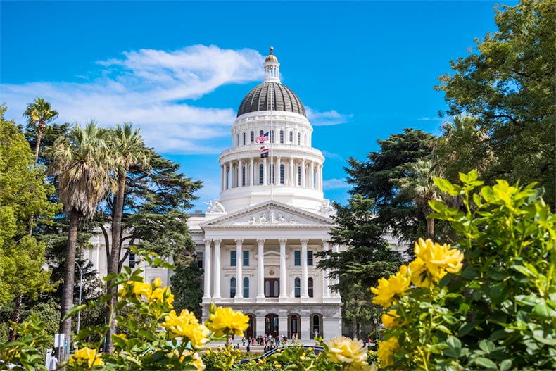 Exterior view of the California State Capitol building in Sacramento, California