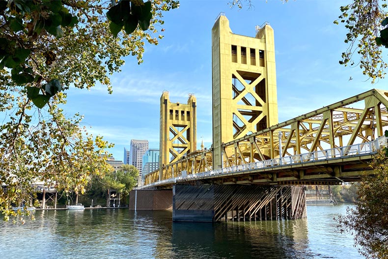 View of the Tower Bridge over the Sacramento River in California