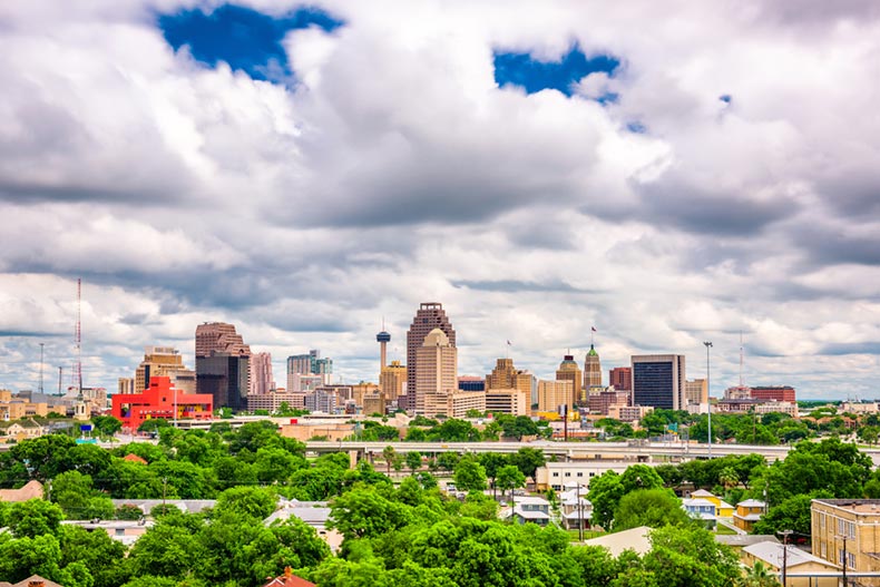 The downtown skyline in San Antonio, Texas