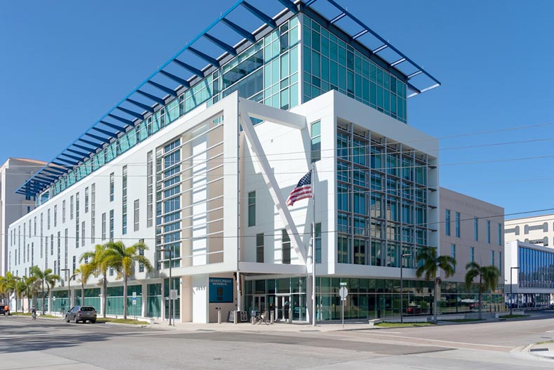 Exterior view of Sarasota Police Department building in Sarasota, Florida
