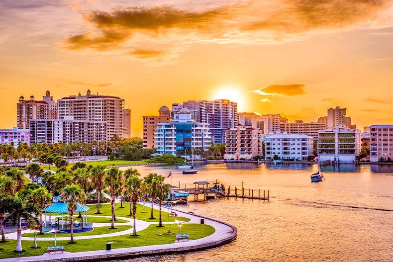 The Sarasota, Florida skyline on Tampa Bay
