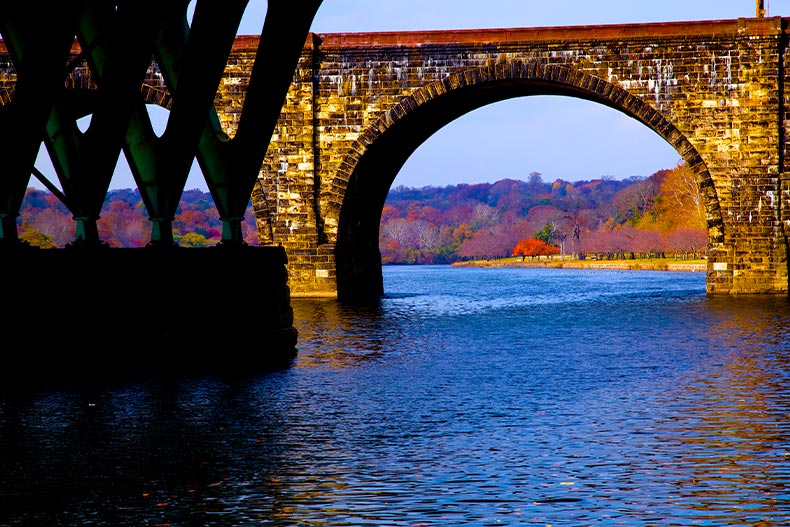 Railroad bridge over Schuylkill River in Philadelphia, Pennsylvania