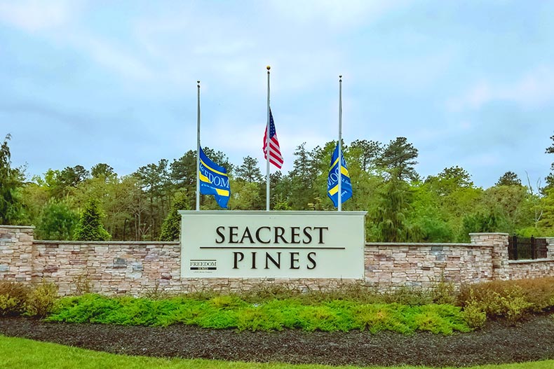 Photo of the entrance sign at Seacrest Pines in Barnegat, New Jersey