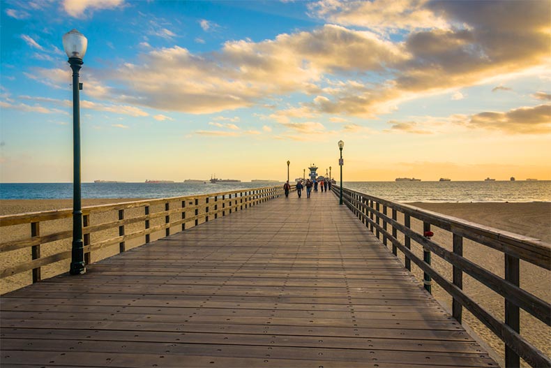 The pier at sunset in Seal Beach, California