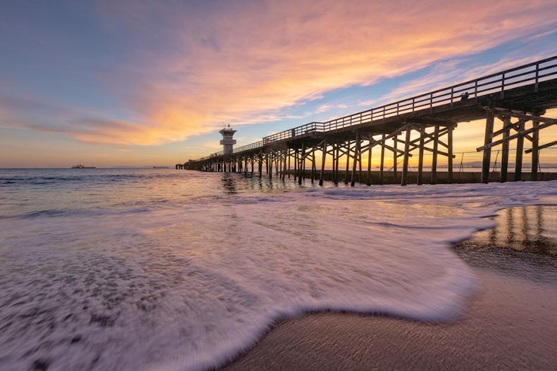 Sunset at the Seal Beach Pier in Seal Beach, California