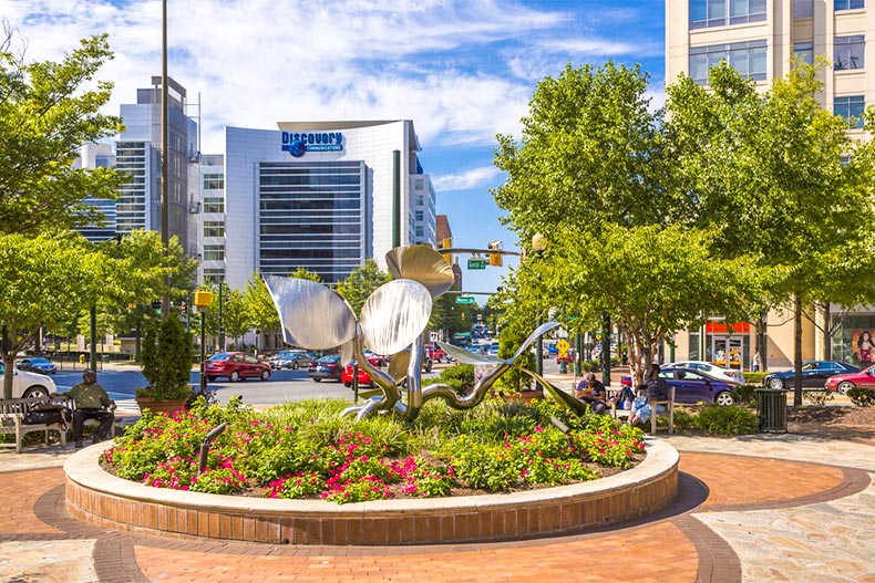 Public art and landscaping in Downtown Silver Spring, MD