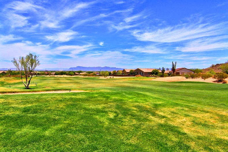 View of the golf course at Solera at Johnson Ranch in Queen Creek, Arizona