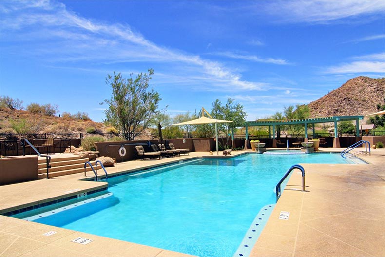 The outdoor pool at Solera at Johnson Ranch in Queen Creek, Arizona