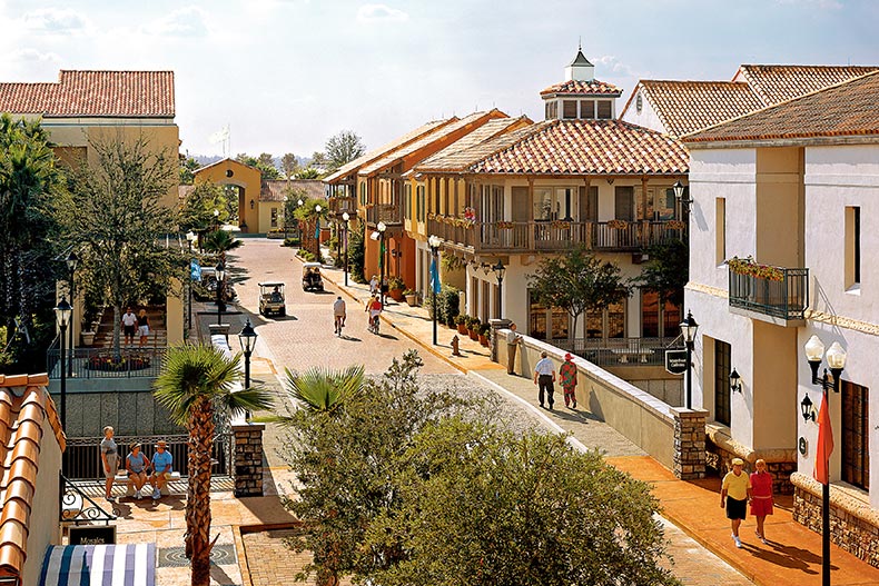 Residents enjoying the village center at Solivita in Kissimmee, Florida