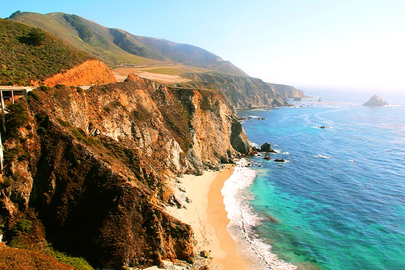 Aerial view of the Pacific Coast Highway on the Southern California Coast