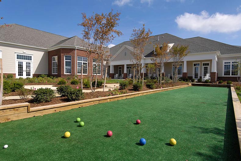 Bocce ball courts beside the clubhouse at Spring Hill in Lorton, Virginia.