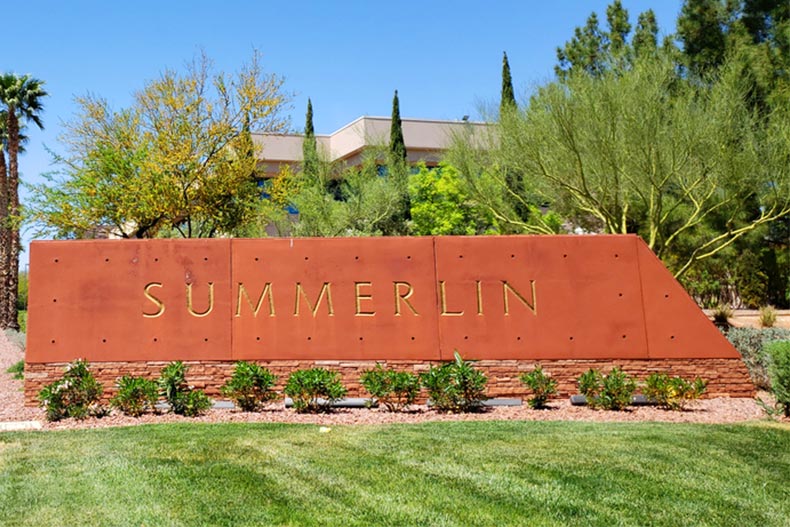The sign welcoming visitors to the town of Summerlin in Las Vegas, Nevada
