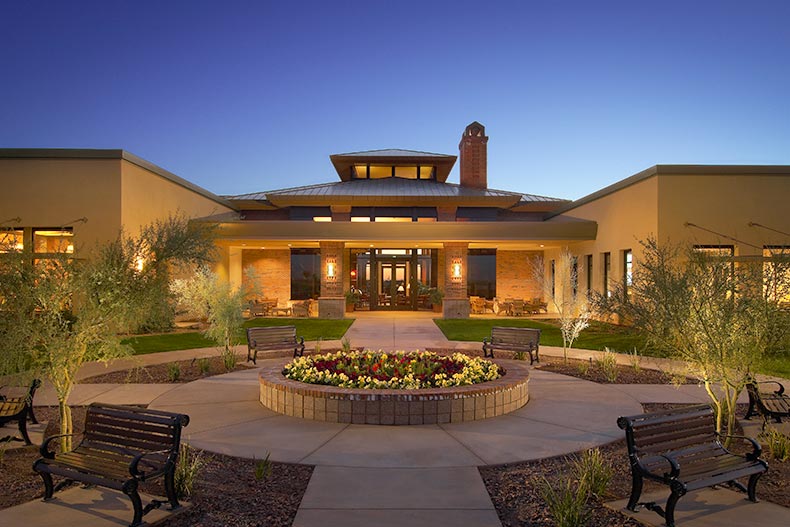 Exterior view of the clubhouse at Sun City Anthem at Merrill Ranch in Florence, Arizona
