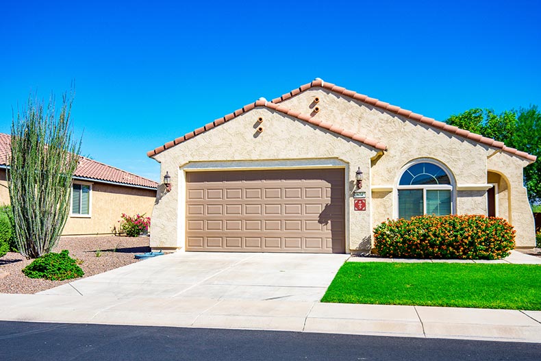 Exterior view of a model home at Sun City Festival in Buckeye, Arizona