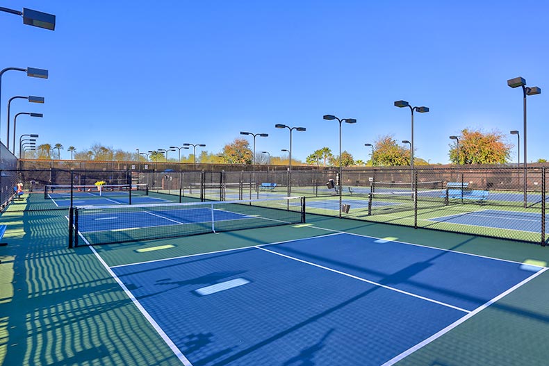 The pickleball courts at Sun City Grand in Surprise, Arizona