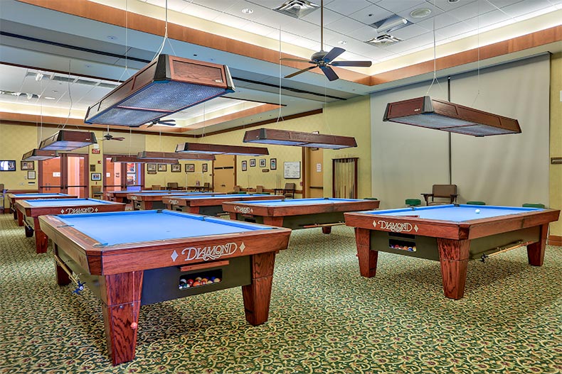 Billiards tables at Sun City Grand in Surprise, Arizona