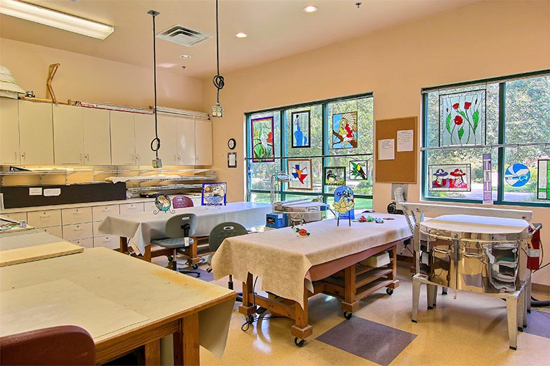 Interior view of an art room at Sun City Texas in Georgetown, Texas