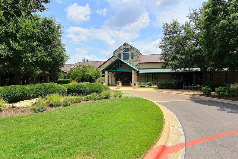 The entrance building to Sun City Texas in Georgetown, Texas