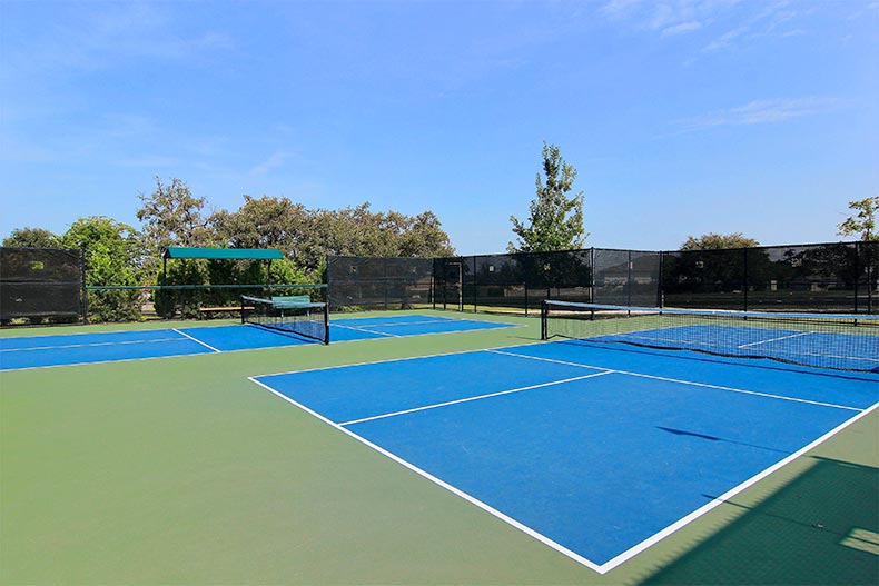 The outdoor tennis courts at Sun City Texas in Georgetown, Texas