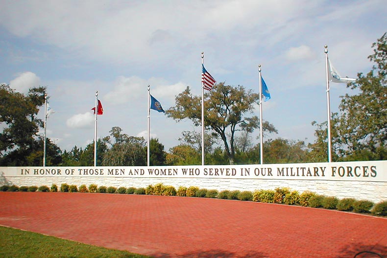 The veterans memorial at Sun City Texas in Georgetown, Texas