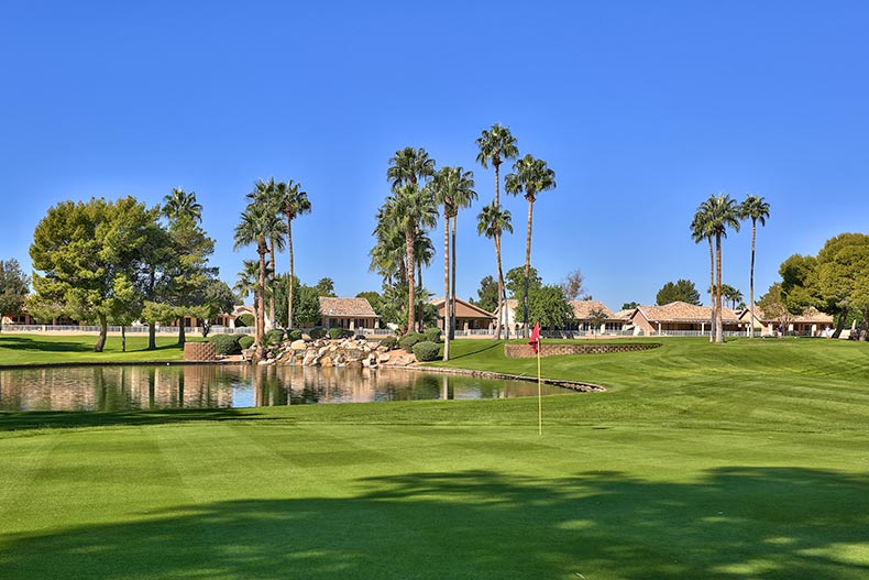 Blue sky over the golf course at Sun Village in Surprise, Arizona