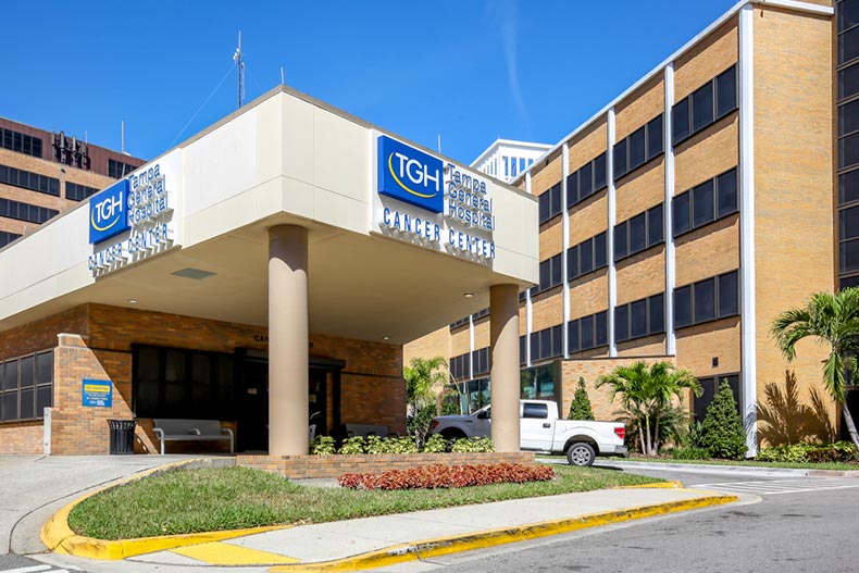 The entrance to Tampa General Hospital Cancer Center in Florida
