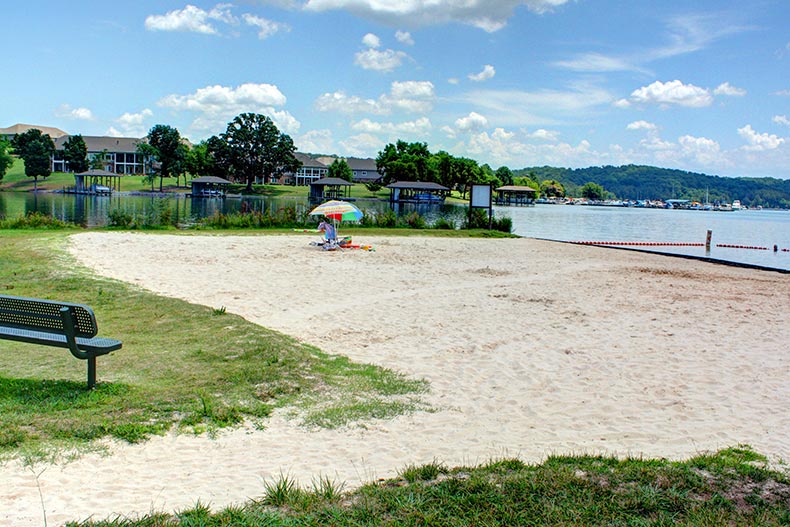 The private beach at Tellico Village in Loudon, Tennessee