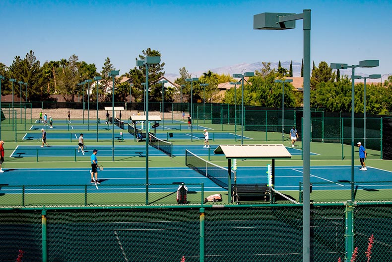 Residents on the tennis courts at Sun City Anthem in Henderson, Nevada